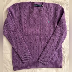 Polo Ralph Lauren purple cable knit wool cashmere blend sweater size Large NWOT